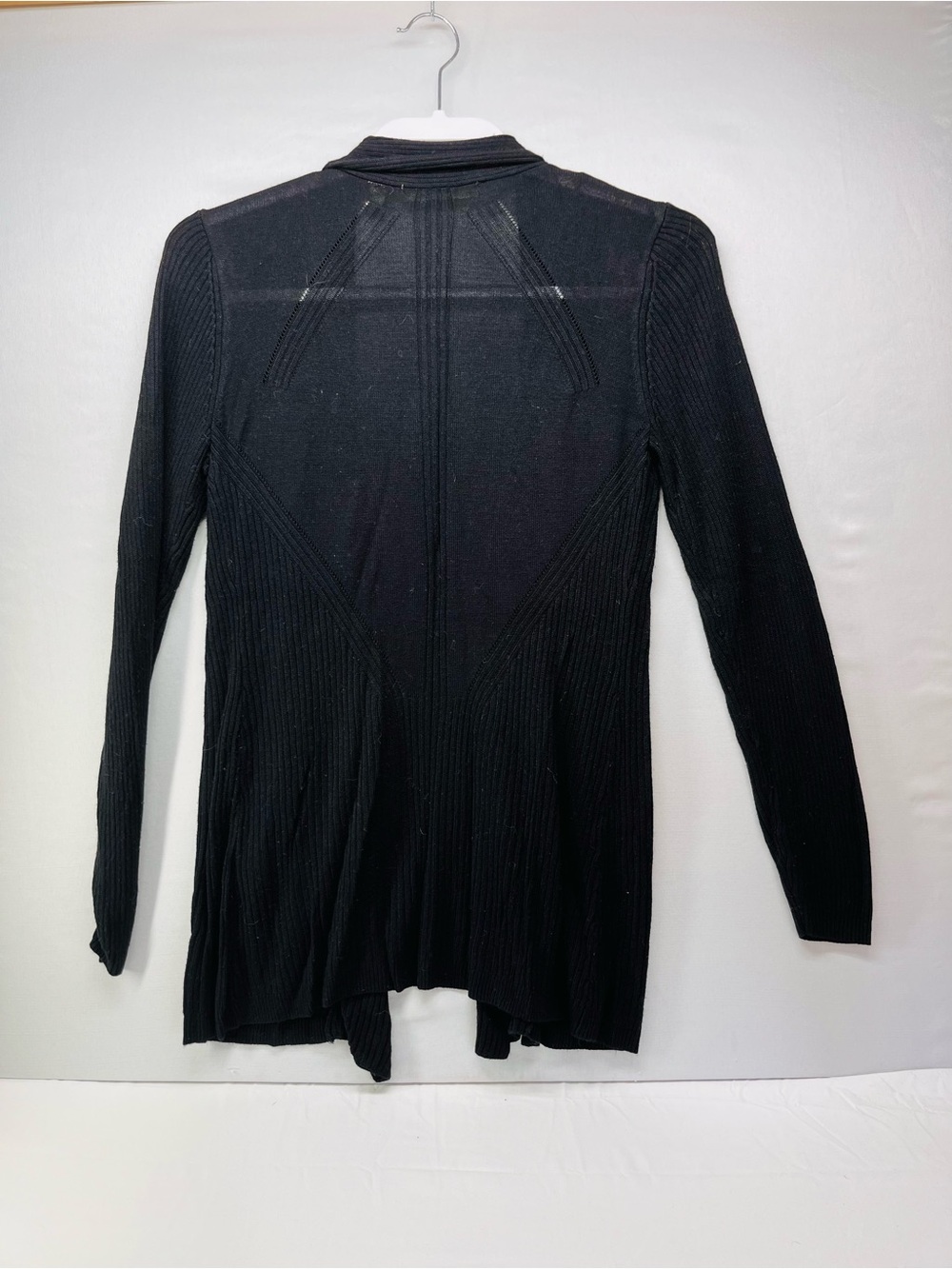 Cyrus Black Open-Front Ribbed Cardigan - Picture 3 of 6